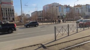 Поездка на трамвае Спектр 71-407 №1128 по маршруту №5а в Казани 24.04.2022