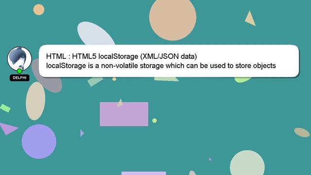 HTML : HTML5 localStorage (XML/JSON data) смотреть онлайн
