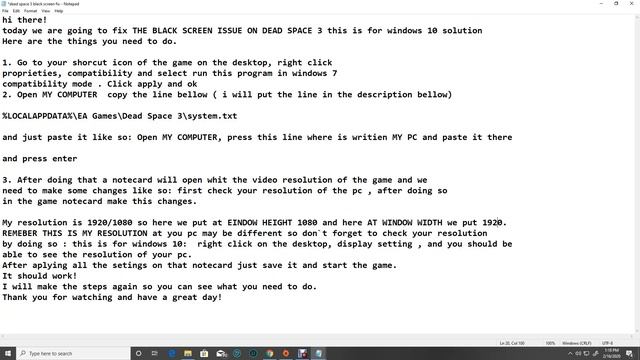 Dead Space 3 Black Screen Fix
