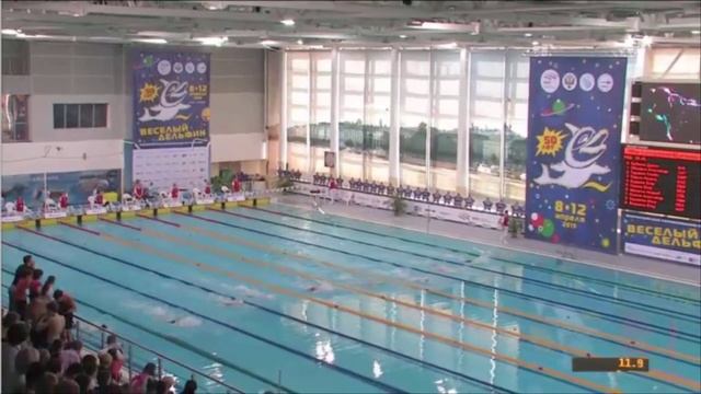 Веселый Дельфин 2015. 100 м. баттерфляй. Мальчики. 14 заплыв (сильнейший). смотреть онлайн