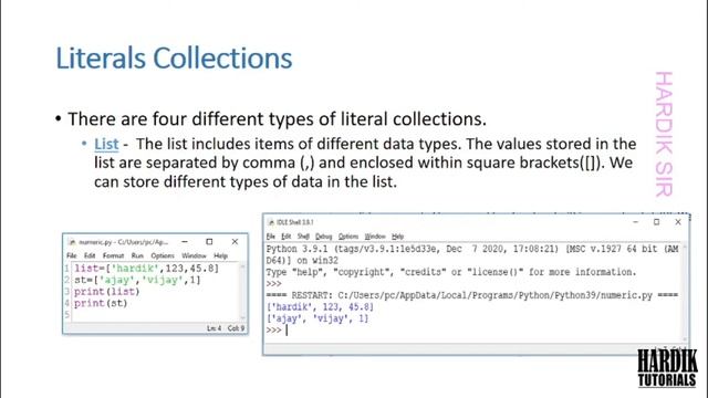 Literal Collection In Python | Python For Beginners in Hindi | Part #6