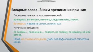 Видеоурок на тему: "Вводные слова. Знаки препинания при них"