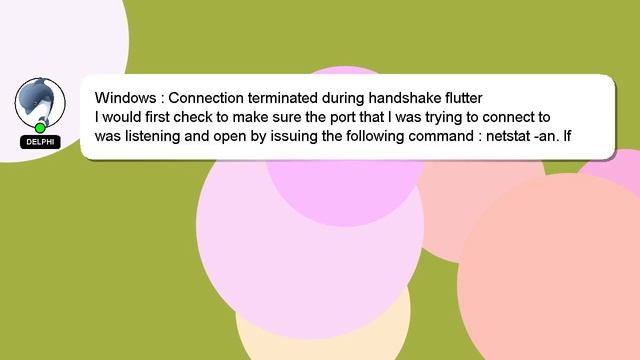 Windows : Connection terminated during handshake flutter