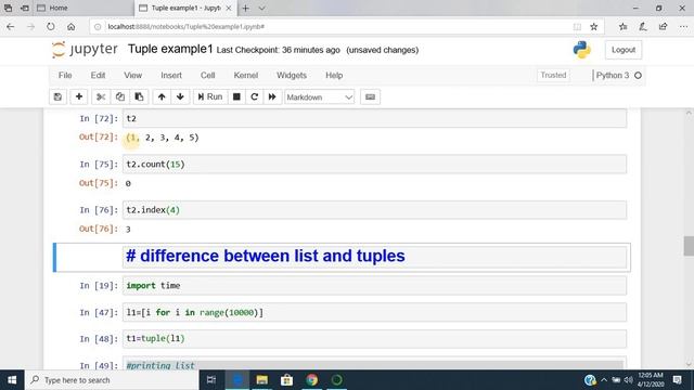 Python programming| Tuples| examples |difference between the list and tuples| Tuples Applications