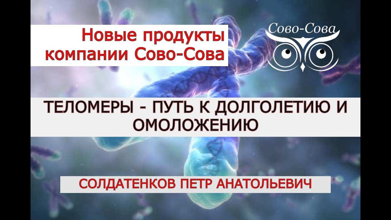 ТЕЛОМЕРЫ. ПРОДУКЦИЯ КОМПАНИИ СОВО-СОВА - ТЕЛОМЕРОЛ И ТЕЛОТРАНСФЕР. ПУТЬ К ДОЛГОЛЕТИЮ И ОМОЛОЖЕНИЮ