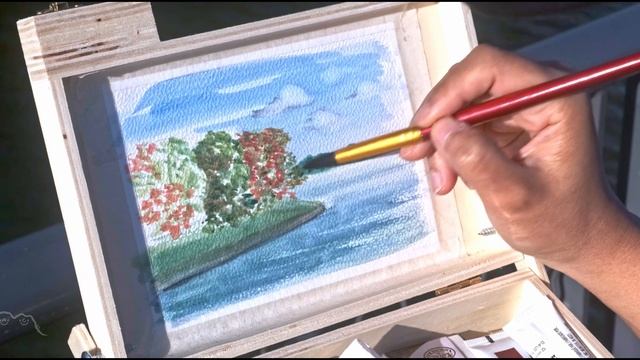 ? 4K Watercolor Landscape Painting • Riverside Autumn Afternoon • Paint with Me • Relaxing ASMR смотреть онлайн