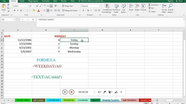 MS EXCEL Weekday Function (Bengali) смотреть онлайн