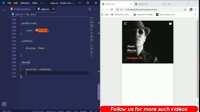 How to create responsive profile card using HTML and CSS only. смотреть онлайн