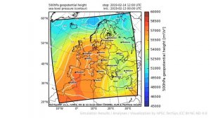 TerrSysMP monitoring run 2019-02-13 - geopotential and sea level pressure - Europe (72h)