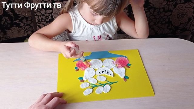 Летние поделки для детей || Легкая аппликация || Поделки из ватных дисков ||