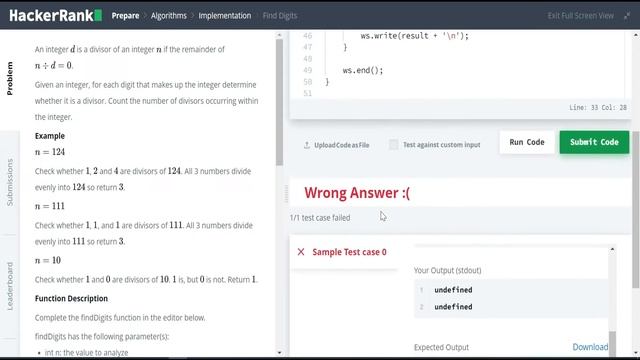 HackerRank Problem Solving in JavaScript (Find Digits !)
