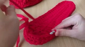 Тапочки из трикотажной пряжи крючком: мастер-класс