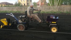 Мотоблок Нева МБ 2 посадка картофеля с передним адаптером 2 (лёгкий труд)