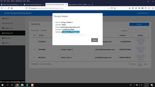 School Faculty Scheduling System using PHP MySQL | Free Source Code Download