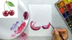Как нарисовать вишню акварелью. Акварель для начинающих