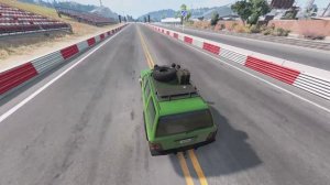 Автомобили на высокой скорости на езжают на цепь BeamNG drive