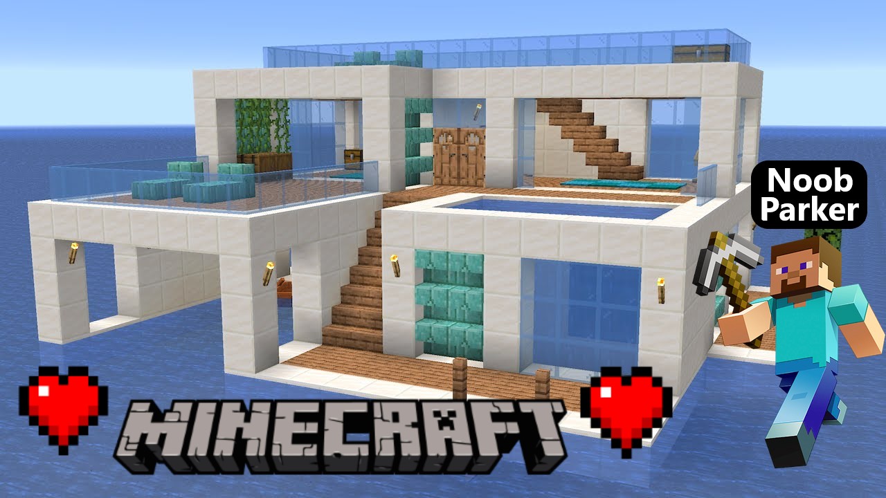 Майнкрафт — как построить современный дом на водной базе, minecraft.