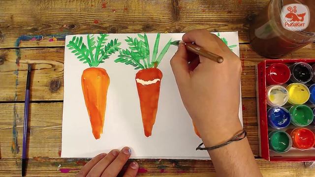 Как нарисовать МОРКОВКУ / урок рисования для детей КРАСКАМИ ГУАШЬ смотреть онлайн