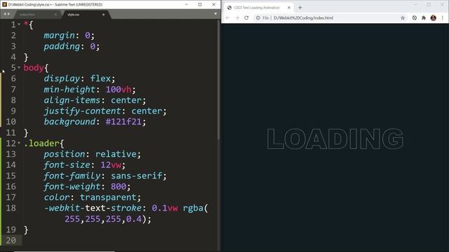 CSS3 - Creative Loading Text Animation | Animated TEXT Tutorial in CSS 3 | WebkitCoding