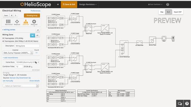 Electrical Design in HelioScope
