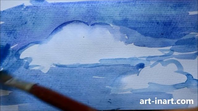 How to Draw Sky with Watercolor / Draw Clouds Pt #4 (For Beginners) смотреть онлайн