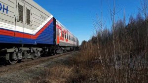 "Красавчики" Тепловоз ТЭП70-034 с пассажирским поездом Екатеринбург-Приобье