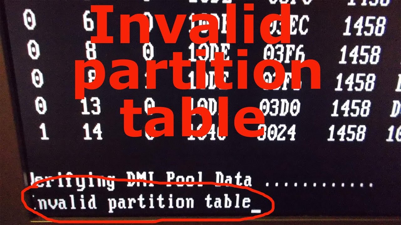 Invalid partition table при загрузке с флешки