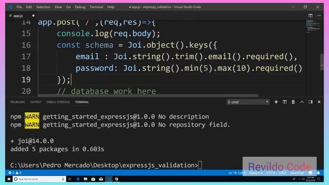 User Input Validation with express & JOI | Nodejs full course | #revildo_code