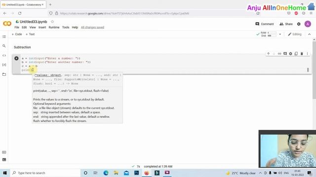 How To Subtract Two Numbers In Python | Subtraction operator in python Tutorial with example Colab смотреть онлайн
