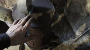 Первый пробный тест буржуйки с теплообменником