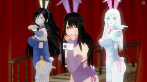 [ MMD ] HAPPY! HAPPY! ver. Nao - Girls Rabbits - Vampire Evelin, Zombie Mia, Ghost Selena & Daruma