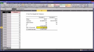 T-Test in Excel including Testing for Equality of Variances