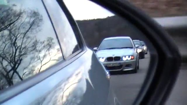 M Flight Convoy Reflection In Side View Mirror...  About 19 M3s and 1 M5...