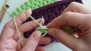 Красивый узор спицами с вытянутыми петлями мк.