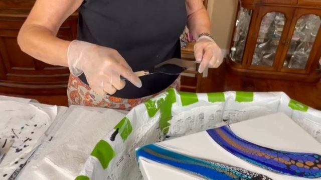 #625 Gorgeous Marbled Triple Swipe on 16 X 16 Canvas смотреть онлайн