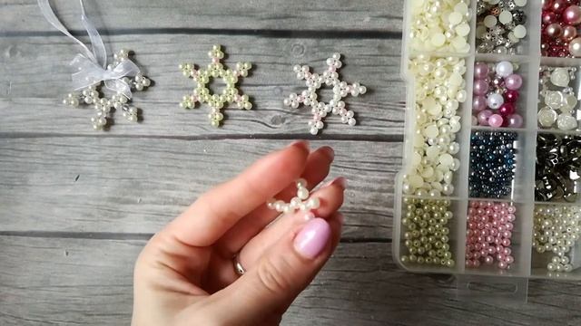 Снежинка из бусин #новыйгод #снежинка #новогоднийдекор #бусины