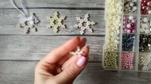 Снежинка из бусин #новыйгод #снежинка #новогоднийдекор #бусины
