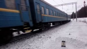 Электровоз ЧС7 с поездом№073А Москва-Львов перегон Нара-Латышская 3.02.2017