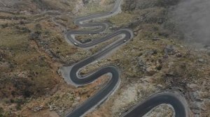 4K Aerial view of a mountain road, Jizan Province, Jabal Al Hashr, Saudi Arabia