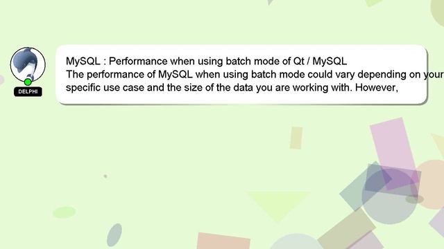 MySQL : Performance when using batch mode of Qt / MySQL