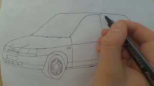 Как нарисовать машину ВАЗ 2112 / Как нарисовать Ладу.