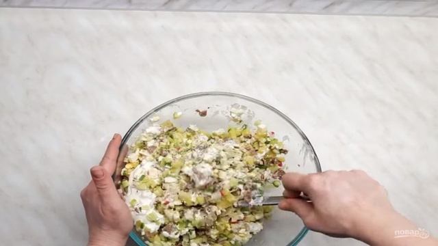 Окрошка на сметане с мясом