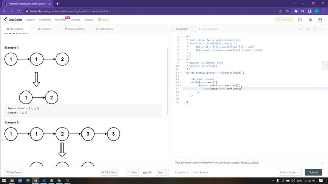 Remove Duplicates from Sorted List LeetCode смотреть онлайн