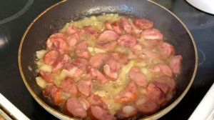 Макароны с копчёной колбасой