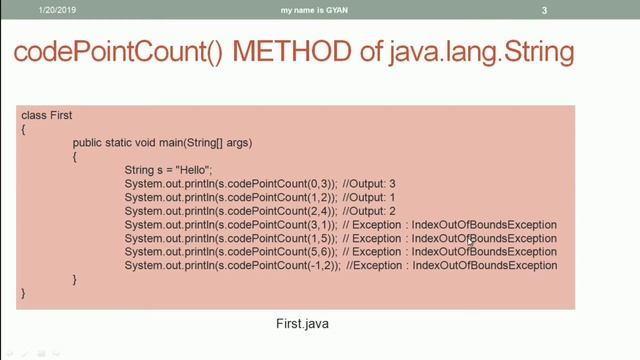 String API in Java | #40 | codePointCount() Method of String, StringBuffer and StringBuilder Classe