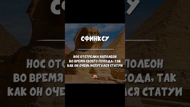 СФИНКСУ НОС ОТСТРЕЛИЛИ НАПОЛЕОН ВО ВРЕМЯ СВОЕГО ПОХОДА , ТАК КАК ОН ОЧЕНЬ ИСПУГАЛСЯ СТАТУИ