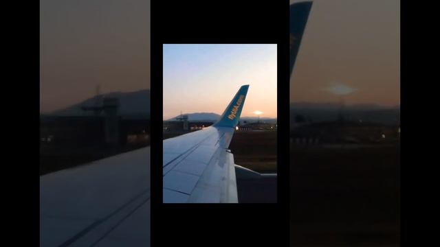 Ukrainian FlyUIA Boeing B737-800 taking off from Zvartnots International Airport- Yerevan, Armenia