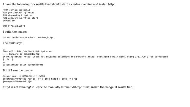 Can't start httpd service in docker image смотреть онлайн
