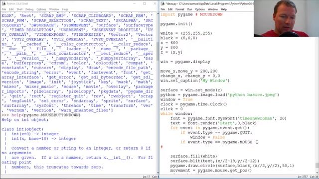 Python Basics Pygame Mouse Button Down