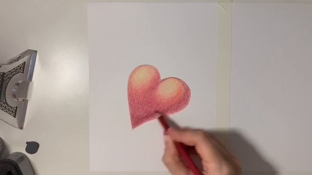 Как нарисовать объёмное сердце цветными карандашами. How to draw a heart